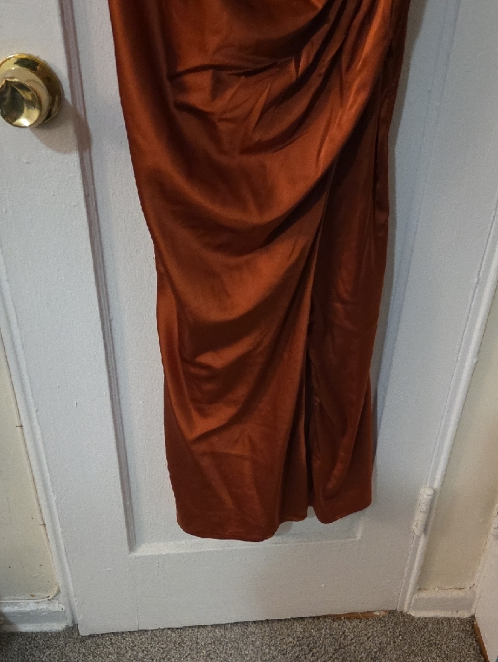 Baltic Born Monet Rust Satin Maxi Dress with Side Leg Slit Size Large - Picture 3 of 12